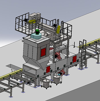 小型型材結(jié)構(gòu)件輥道通過式拋丸清理機